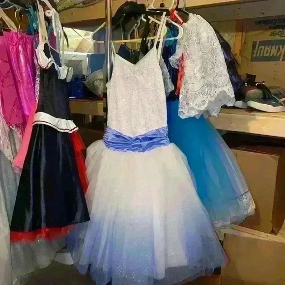 Dance Lyrical Jazz Tap Costume Size Large Adult Silver and Black - Picture 8 of 11